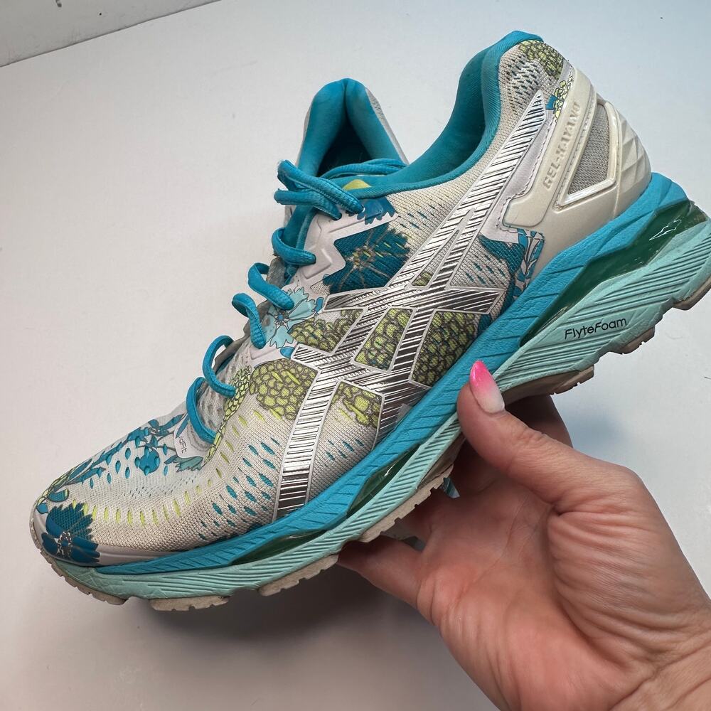 Asics Gel Kayano 23 White Silver Aquarium Floral Sneakers
